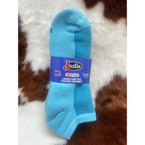 Justin Ladies Low Cut Cushion Comfort Socks 3 Pairs Turquoise Large NEW